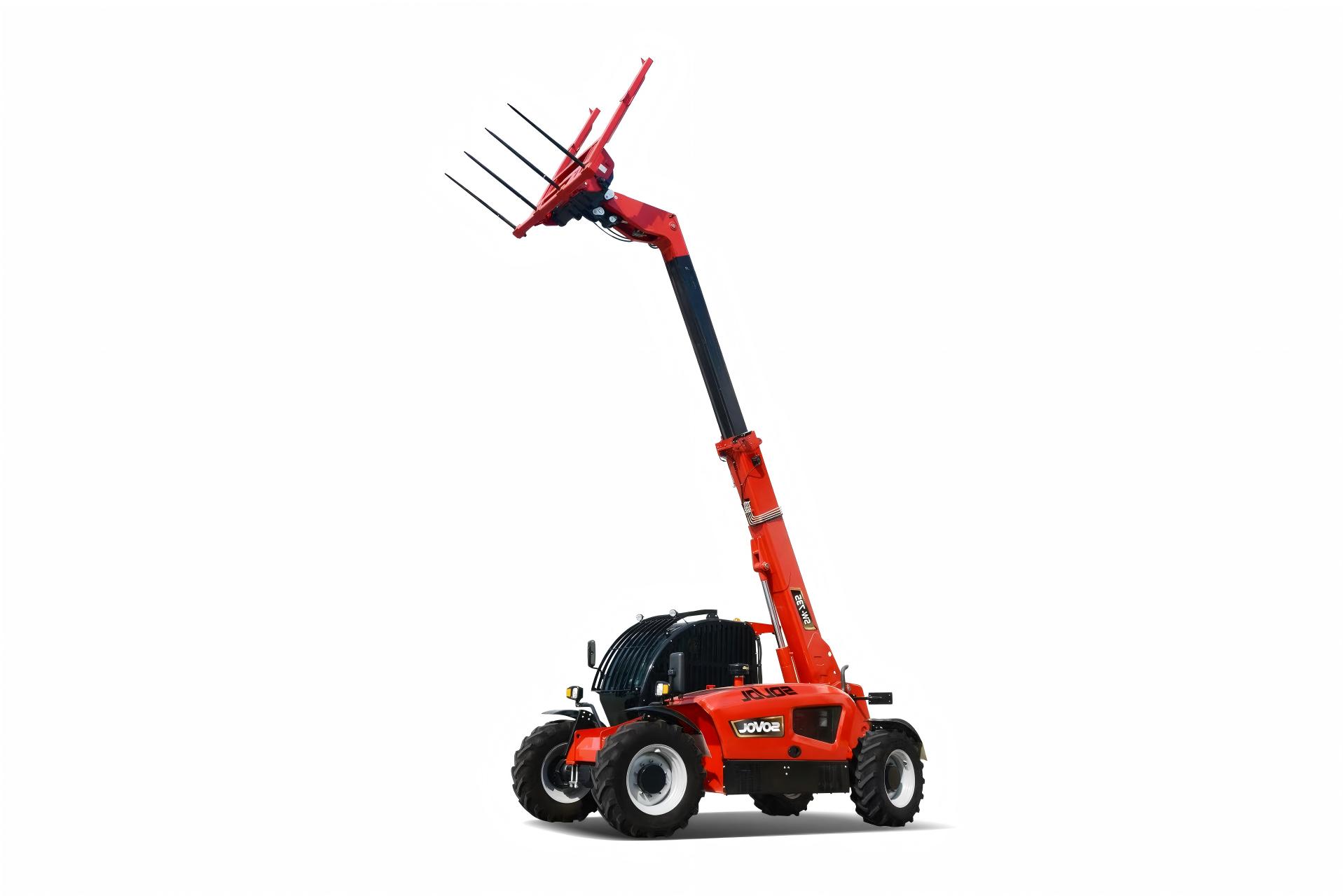 Telehandler with extended boom and fork attachment of Sovol
