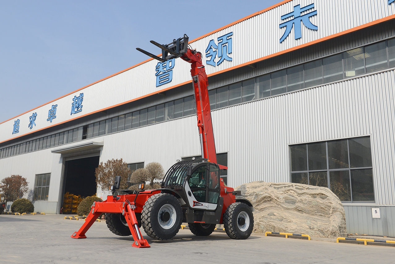 Telehandlers Sovol telehandler 10m 3.5-ton with outriggers for agricultural handling, construction lifting and general material transport applications.